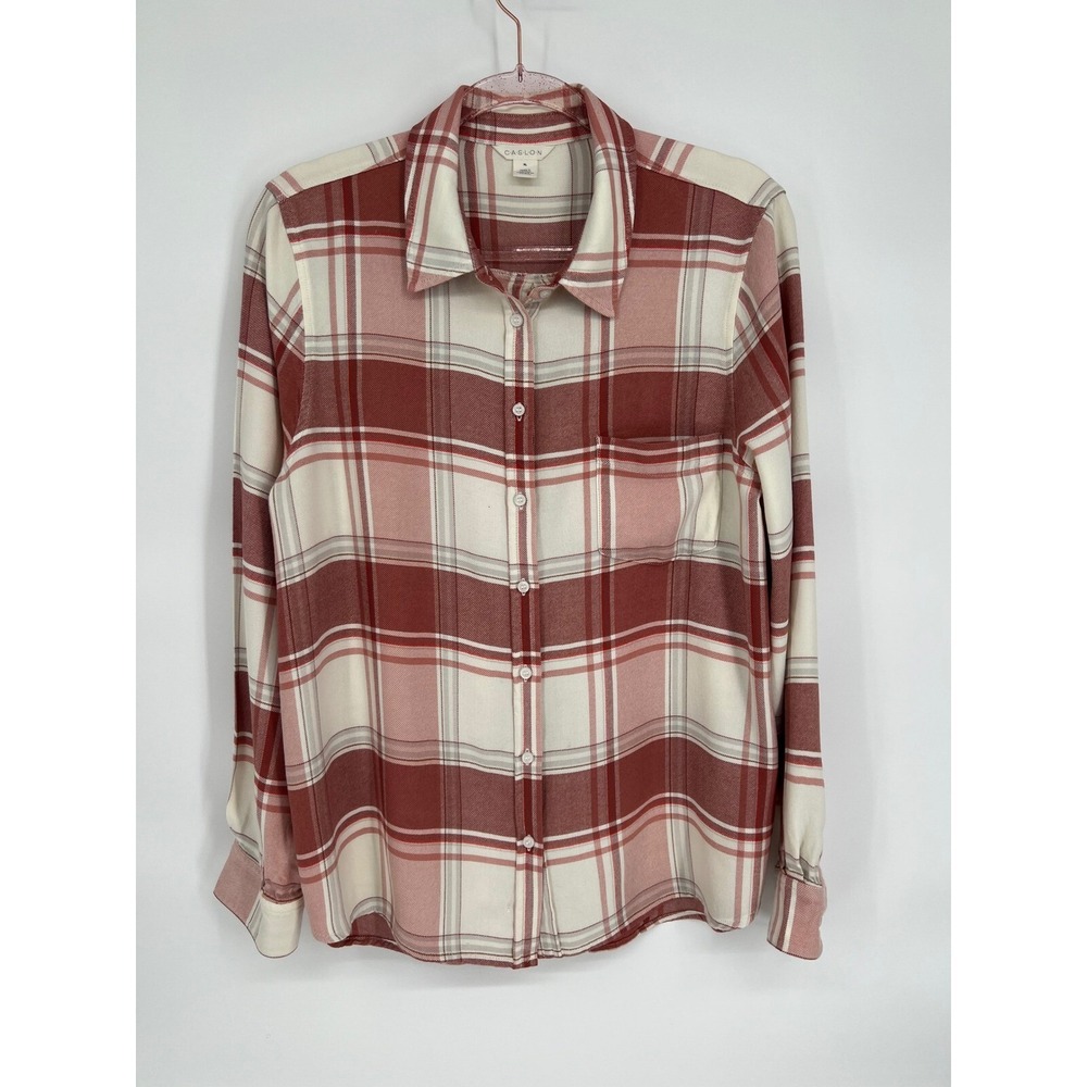 Caslon Plaid Flannel Shirt Long Sleeve Button Down Top Casual XL